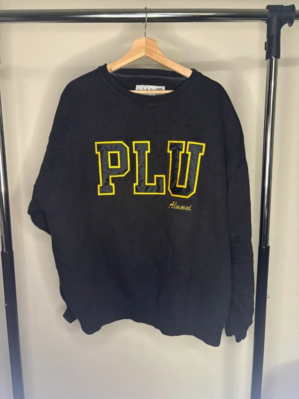 Vintage Gear For Sports PLU Pacific Lutheran Alumni Crewneck Sweatshirt Black XX